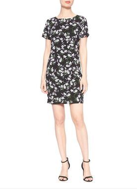 Banana Republic Black Floral Short Sleeve Shift Dress Size 2-175
